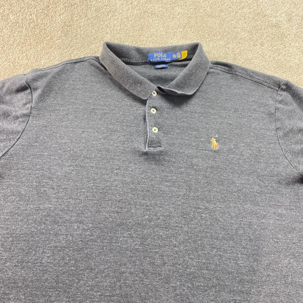 Polo Ralph Lauren Shirt Mens XXL Grey Classic Fit‎ Polo Short Sleeve Preppy